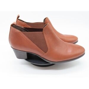 Munro Boots Womens Size 9.5 Brown Leather Chelsea Ankle Block Heel Booties Shoes